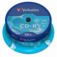 Оптический накопитель Verbatim Диск CD-R 700Mb 52x Cake Box (25шт) (43432)
