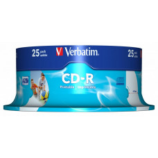 Оптический накопитель Verbatim Диск CD-R 700Mb 52x Cake Box (25шт) Printable (43439)
