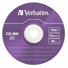 Оптический накопитель Verbatim Диск CD-RW 700Mb 12x Slim case (1шт) Color (43167)
