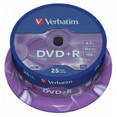 Оптический накопитель Verbatim Диск DVD+R 4.7Gb 16x Cake Box (25шт) (43500)
