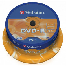 Оптический накопитель Verbatim Диск DVD-R 4.7Gb 16x Cake Box (25шт) (43522)
