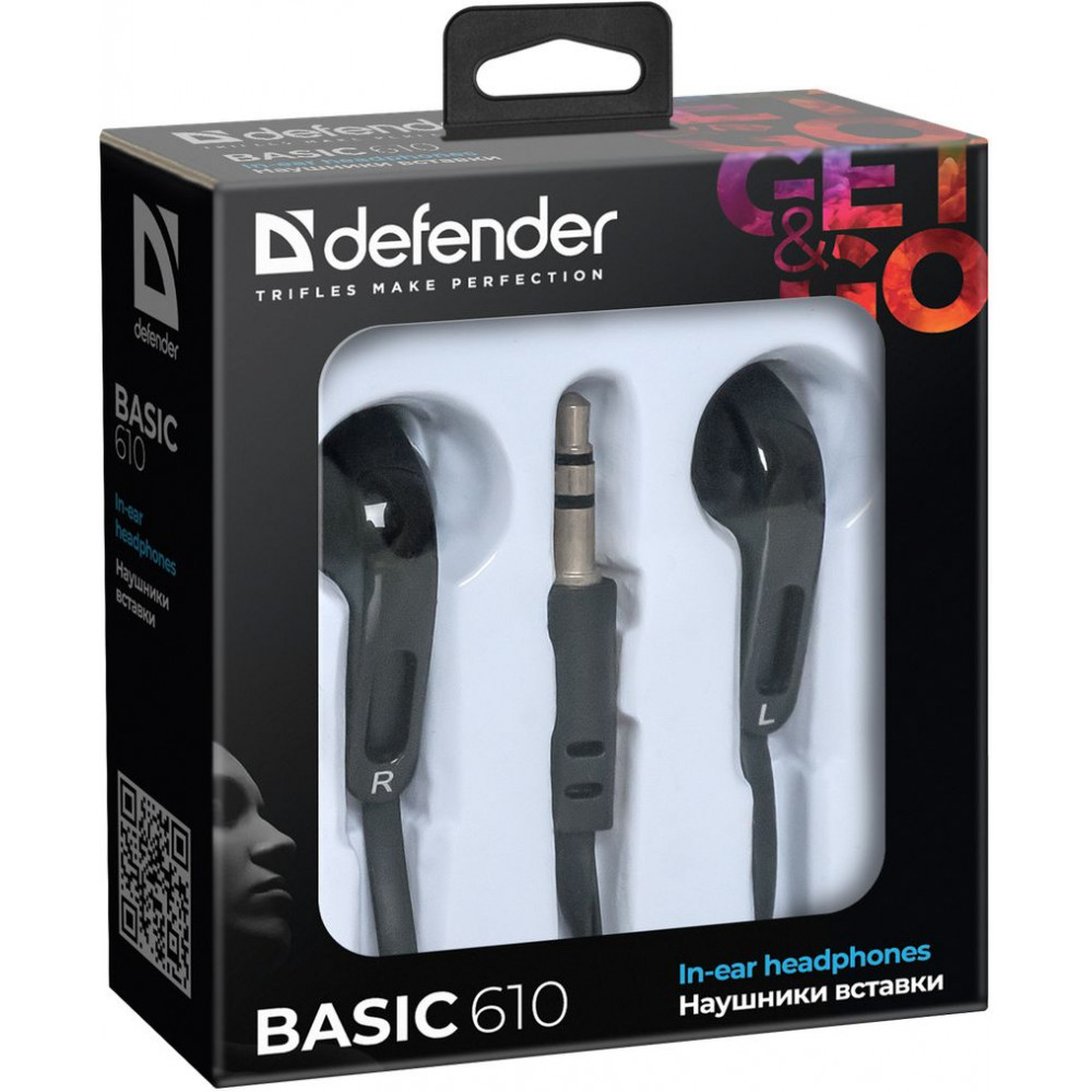 Defender Наушники вставки Basic 610 черный Defender Basic 610