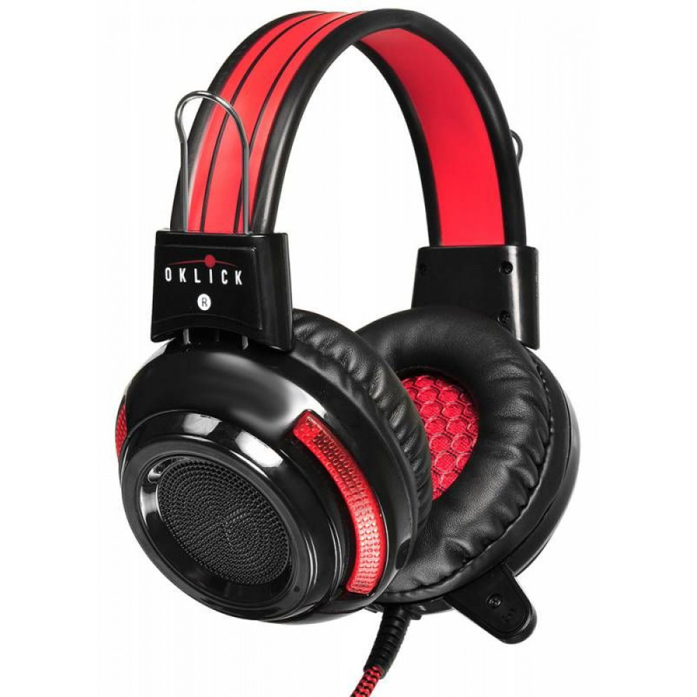 Наушники Oklick Наушники с микрофоном HS-G300 черный/красный 2.5м мониторы оголовье (AH-V1)
