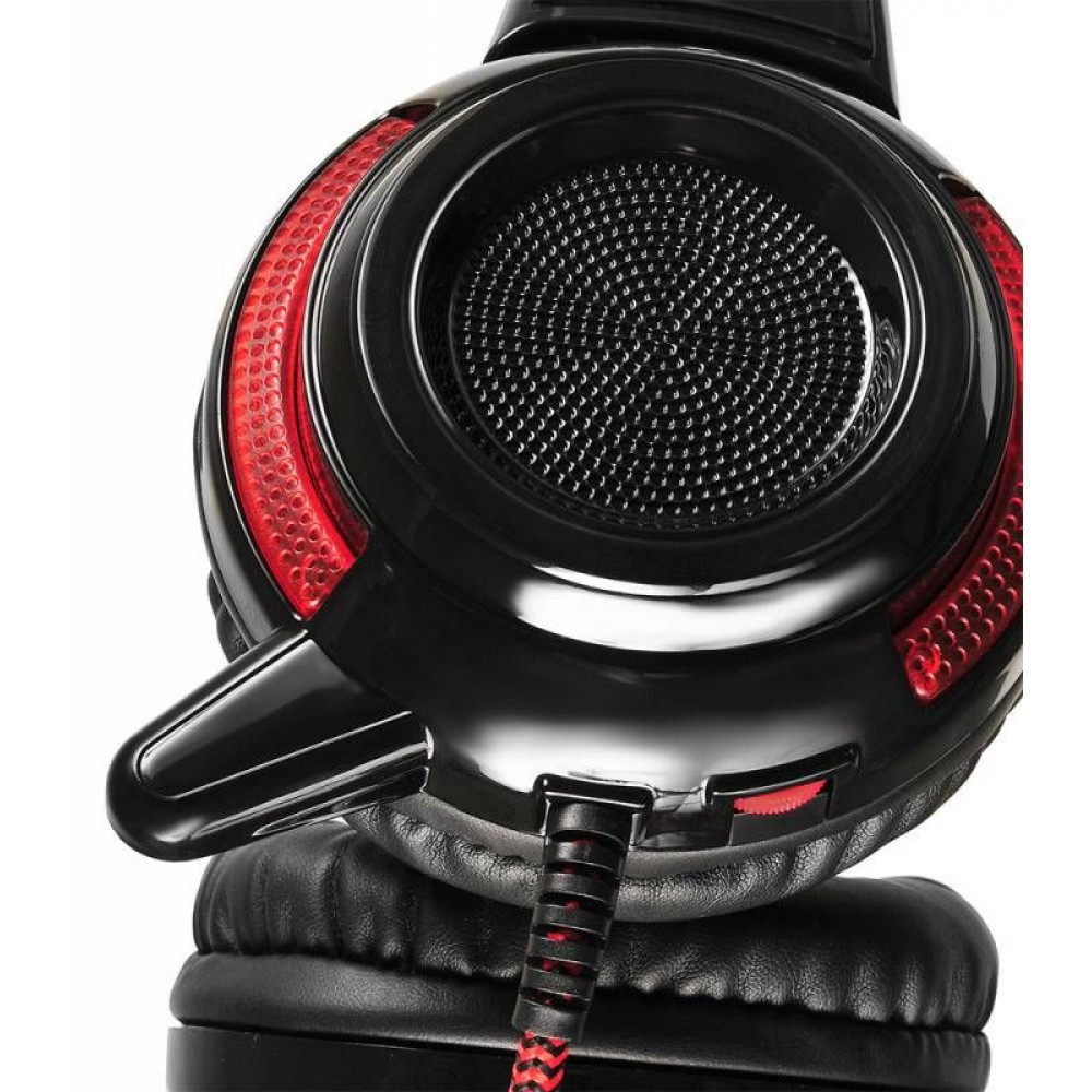 Наушники Oklick Наушники с микрофоном HS-G300 черный/красный 2.5м мониторы оголовье (AH-V1)