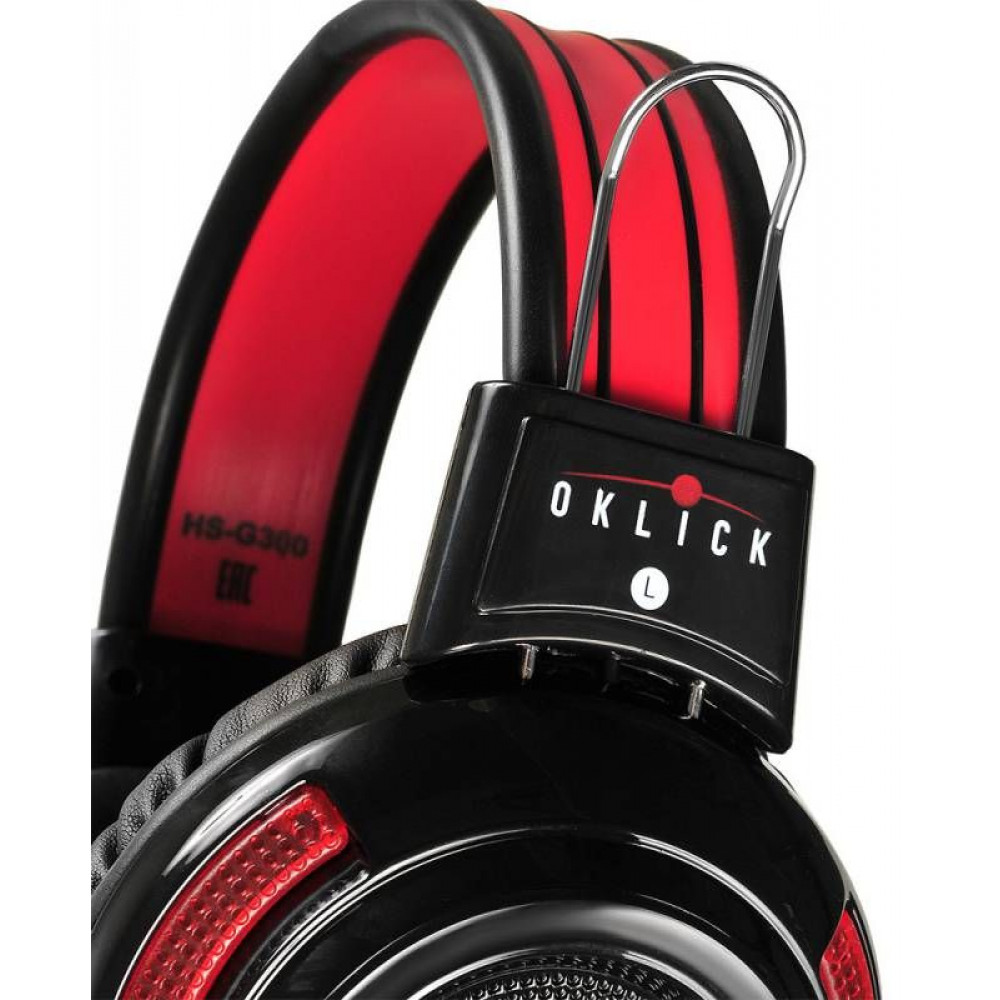 Наушники Oklick Наушники с микрофоном HS-G300 черный/красный 2.5м мониторы оголовье (AH-V1)