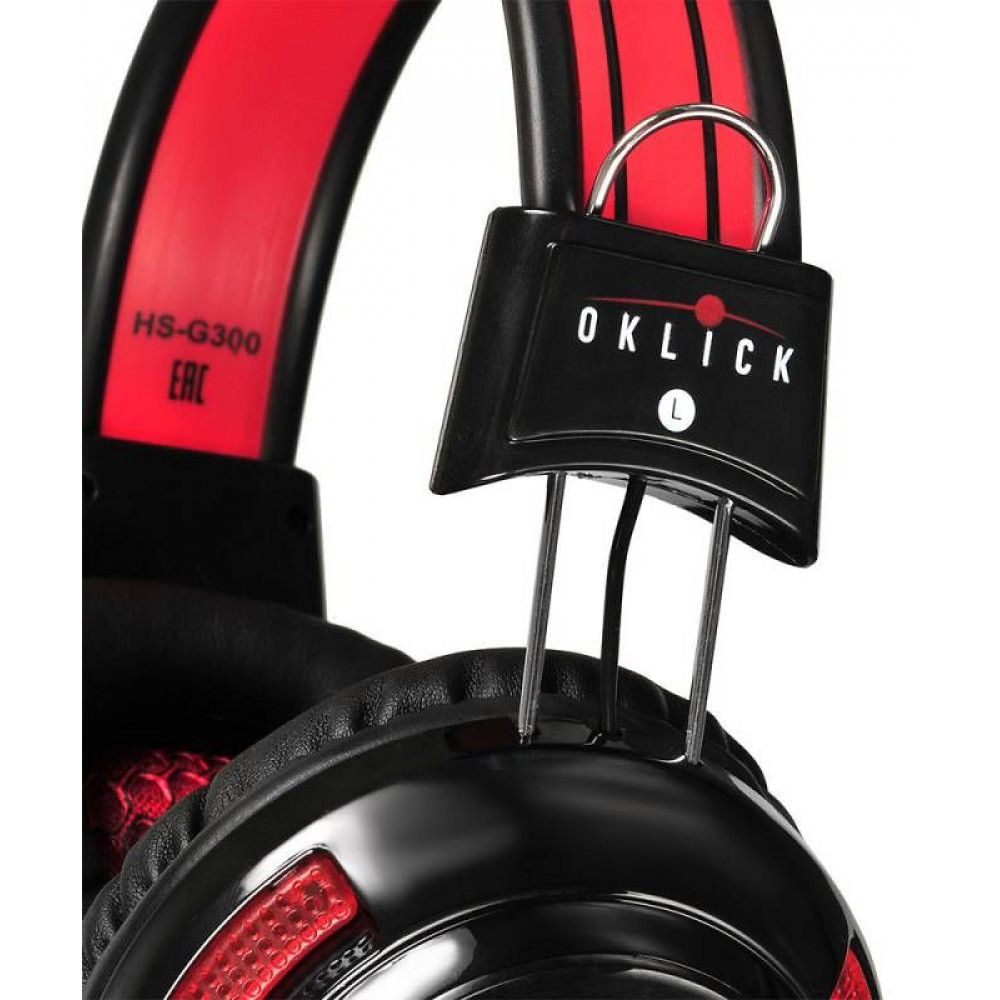 Наушники Oklick Наушники с микрофоном HS-G300 черный/красный 2.5м мониторы оголовье (AH-V1)