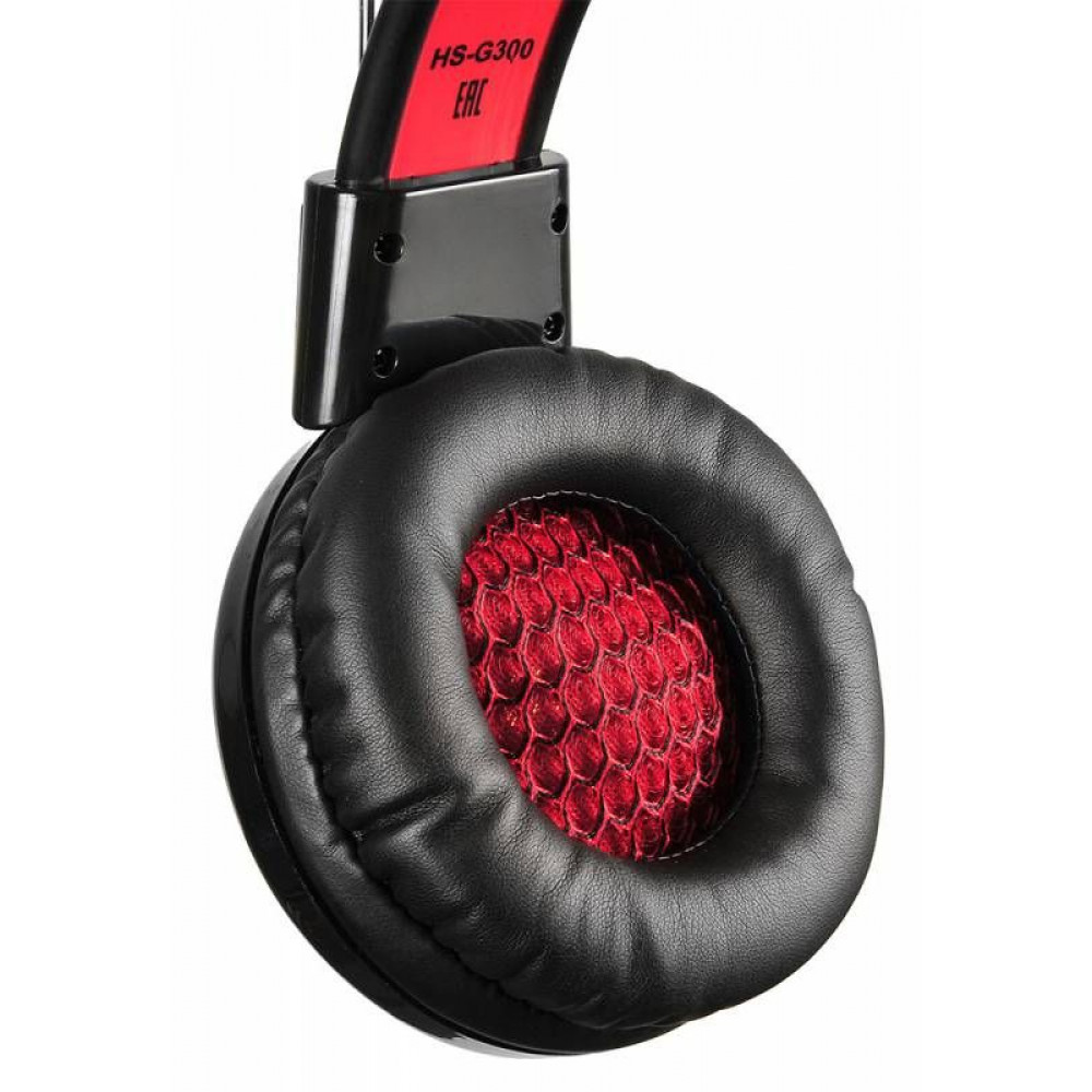Наушники Oklick Наушники с микрофоном HS-G300 черный/красный 2.5м мониторы оголовье (AH-V1)