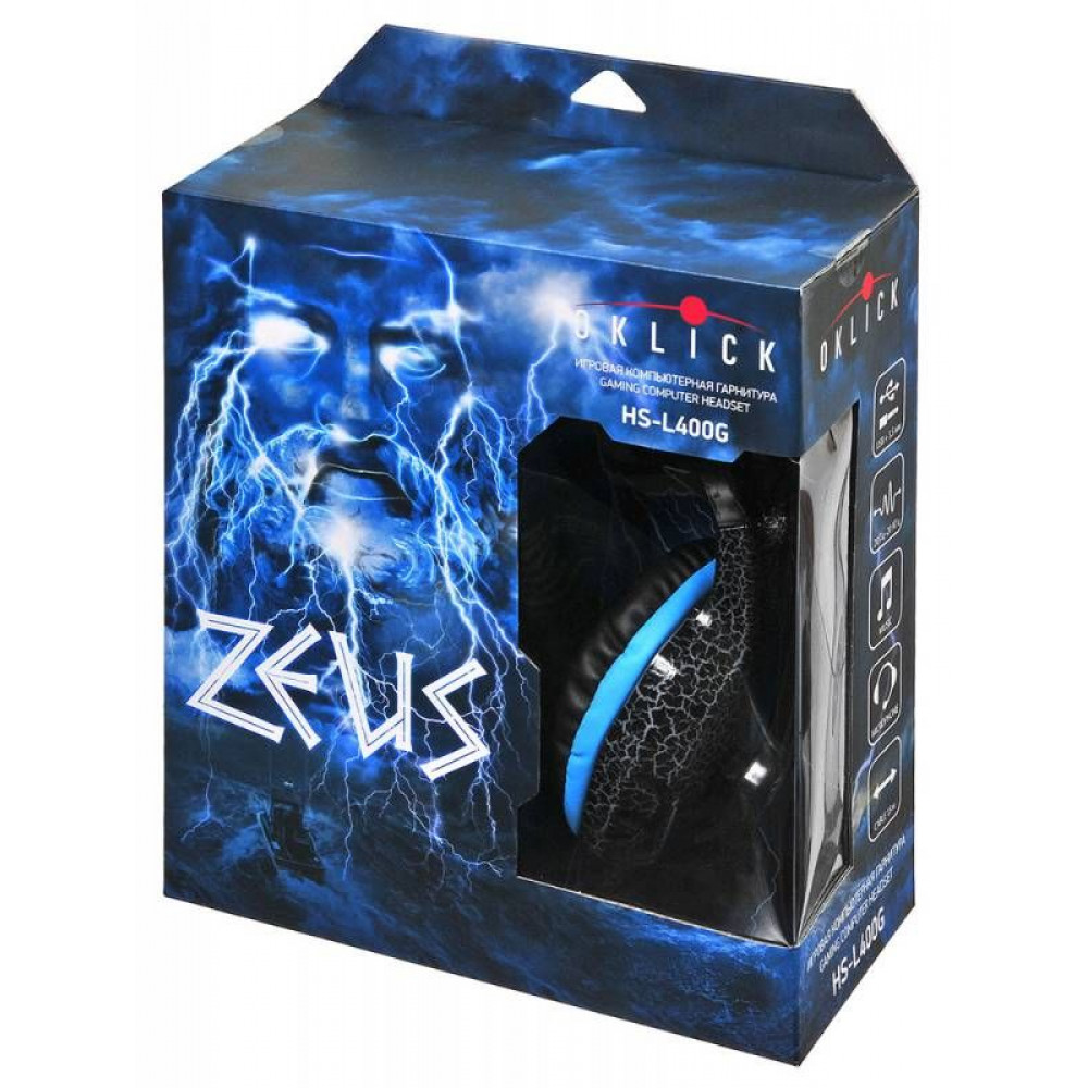 Наушники Oklick Наушники с микрофоном ZEUS HS-L400G черный 1.8м мониторы оголовье (NO-3000 LED)