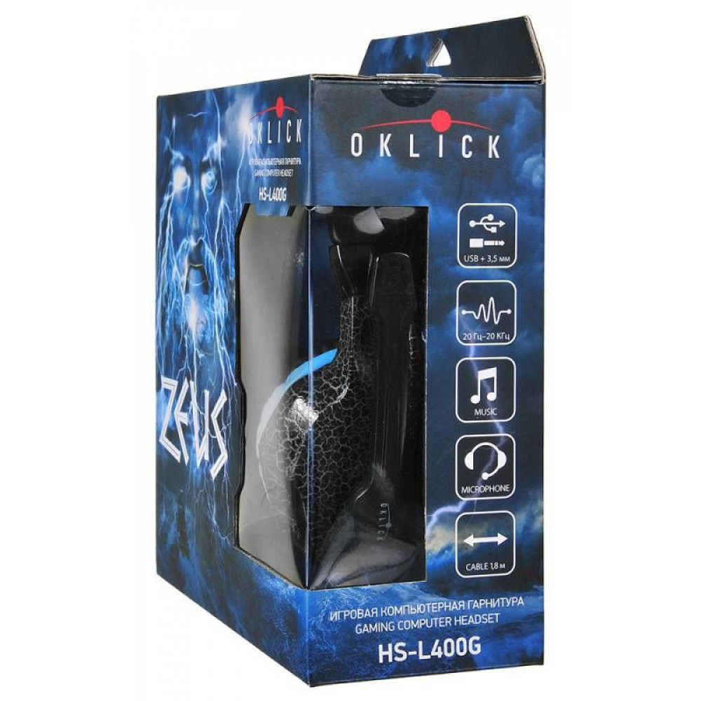 Наушники Oklick Наушники с микрофоном ZEUS HS-L400G черный 1.8м мониторы оголовье (NO-3000 LED)