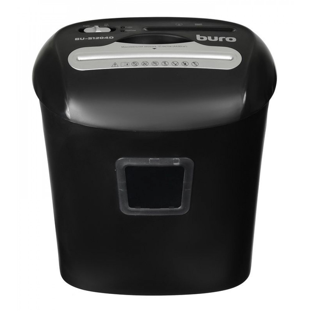 Уничтожитель бумаги Buro Шредер Office BU-S1204D (секр.P-4)/фрагменты/12лист./21лтр./пл.карты/CD
