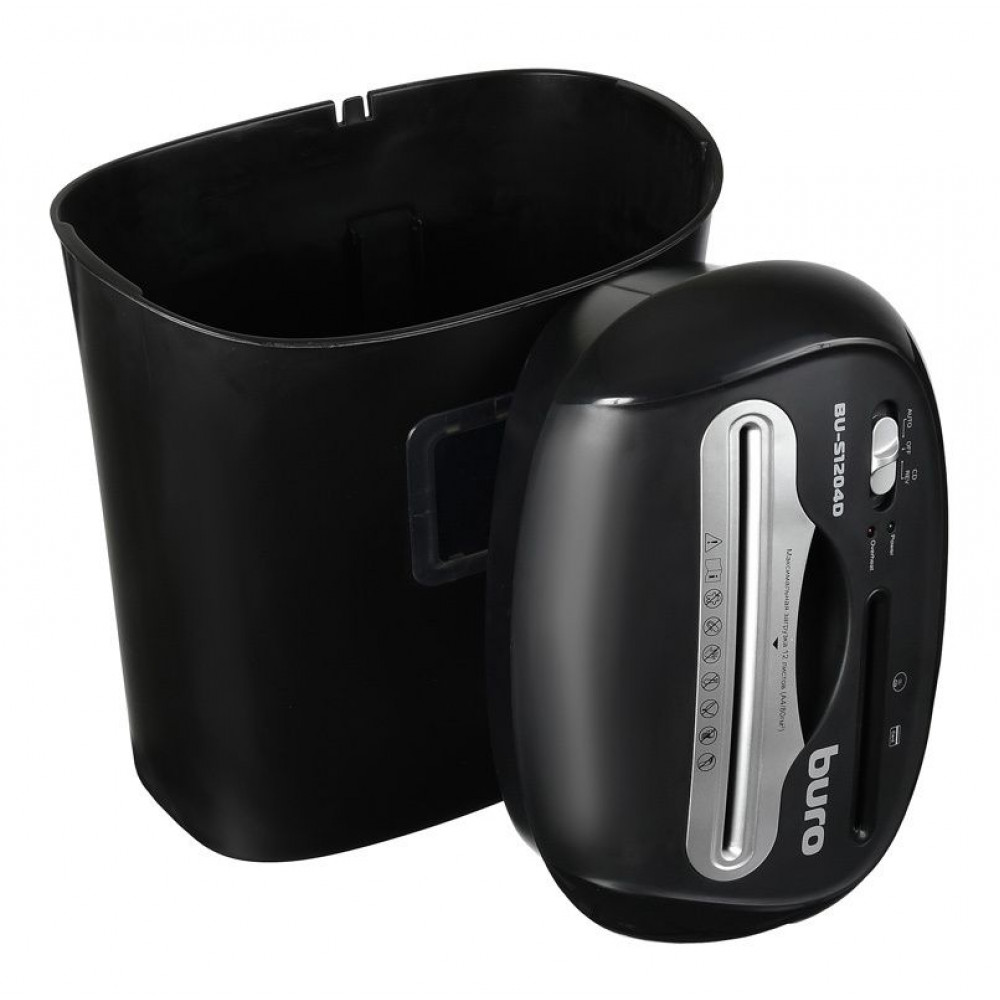 Уничтожитель бумаги Buro Шредер Office BU-S1204D (секр.P-4)/фрагменты/12лист./21лтр./пл.карты/CD
