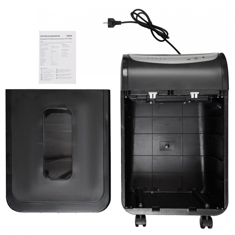 Уничтожитель бумаги Buro Шредер Office BU-S1602M (секр.P-5)/фрагменты/16лист./30лтр./пл.карты/CD
