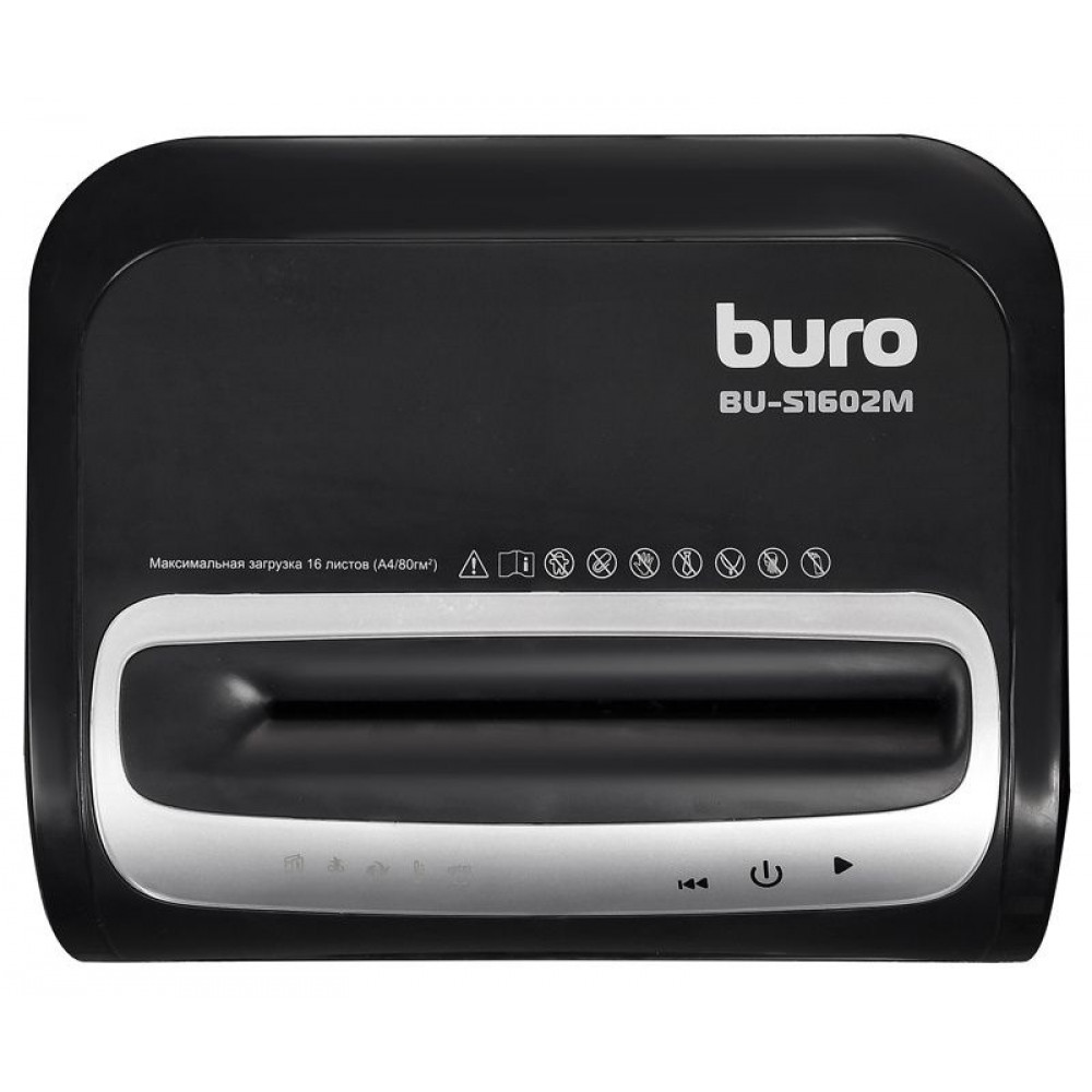 Уничтожитель бумаги Buro Шредер Office BU-S1602M (секр.P-5)/фрагменты/16лист./30лтр./пл.карты/CD
