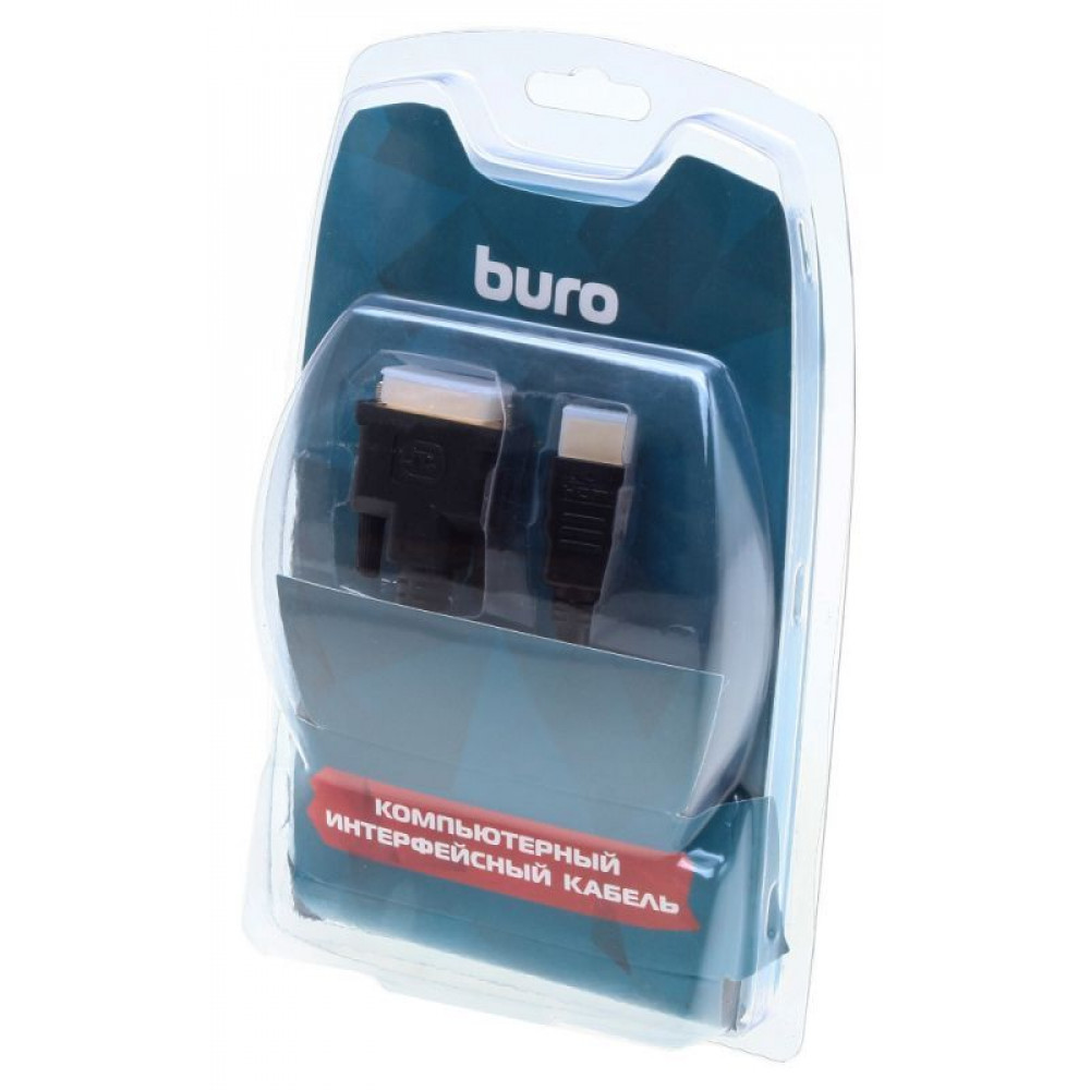 Кабель Buro Кабель аудио-видео HDMI (m)/DVI-D (Dual Link) (m) 1.8м. феррит.кольца Позолоченные контакты чер
