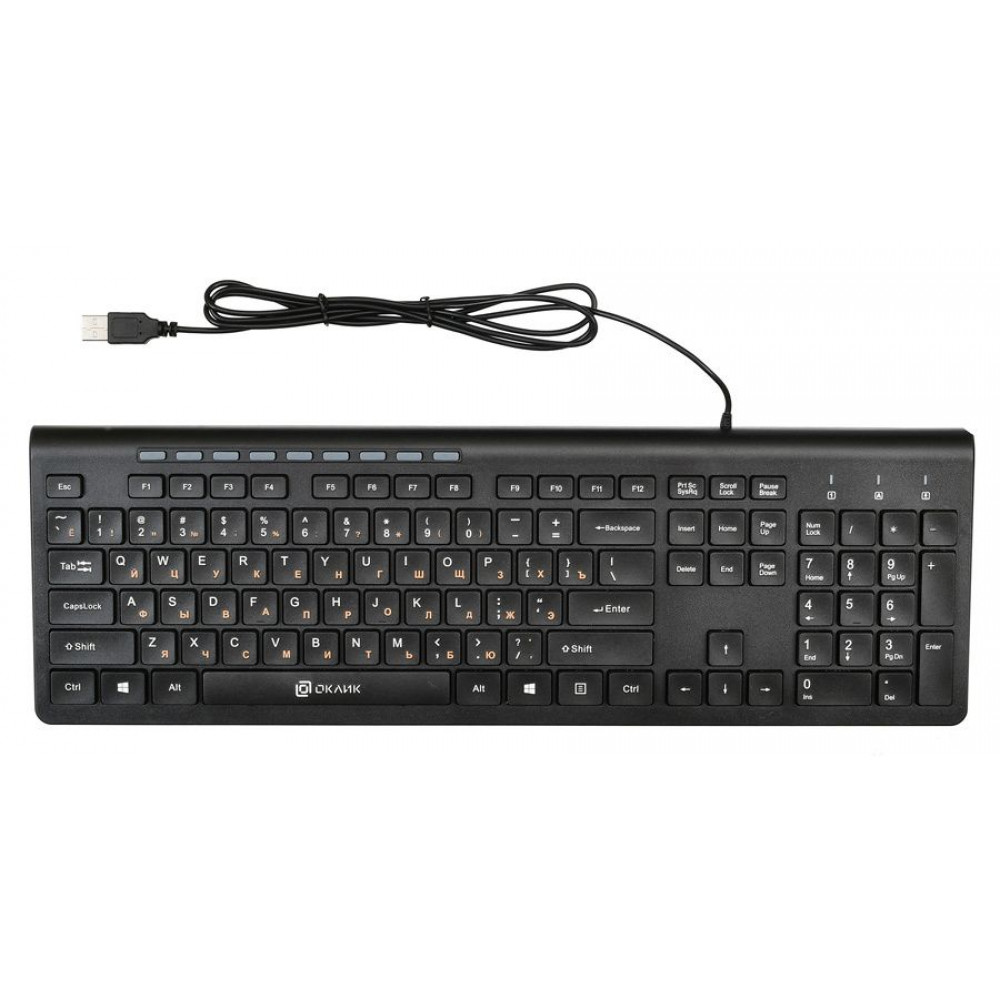 Клавиатура Oklick Клавиатура 480M черный/серый USB slim Multimedia