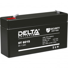 Батарея DELTA серия DT, DT 6015, напряжение 6В, емкость 1.5Ач (разряд 20 часов),  макс. ток разряда (5 сек.) 18А, макс. ток заряда 0.45А, свинцово-кислотная типа AGM, клеммы F1, ДxШxВ 97х24х51мм., вес 0.3кг., срок службы 5 лет. Delta DT 6015 (6V  1.5Ah)