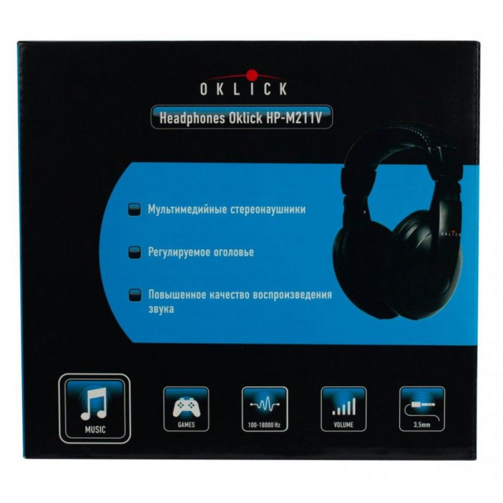 Наушники Oklick Наушники мониторы HP-M211V 1.8м черный проводные (оголовье)