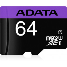 Карта памяти ADATA Premier microSDXC Class 10 UHS-I U1 64GB + SD adapter
