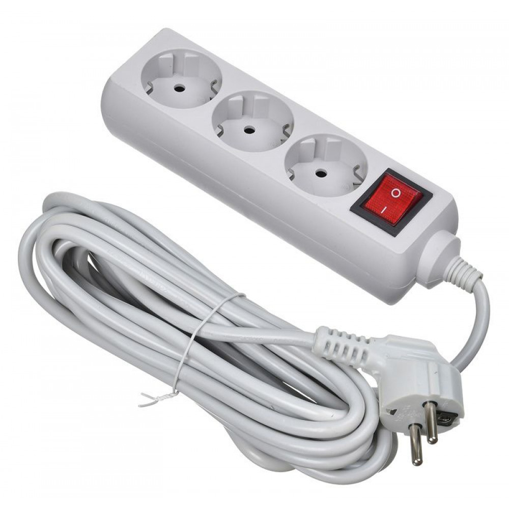 Сетевой фильтр Buro Сетевой фильтр 300SL-5-G 5м (3 розетки) серый (пакет ПЭ)