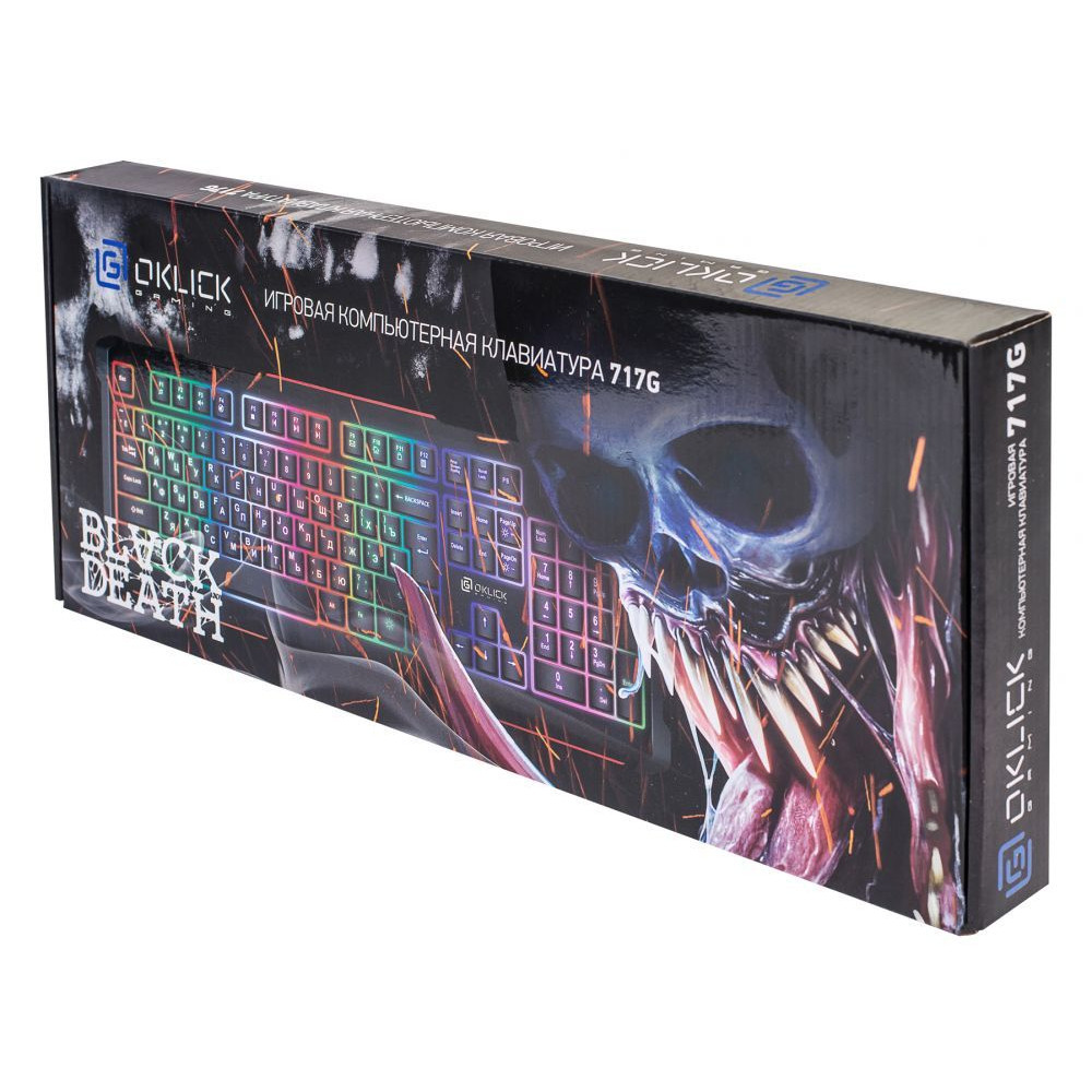 Клавиатура Oklick Клавиатура 717G черный/серый USB Multimedia LED