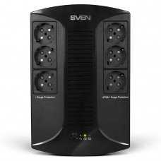 ИБП SVEN UP-L1000E, линейно-интерактивный, AVR, 1000ВА, 510Вт, 6 евро розеток 6CEE74 (3х UPSсетевой фильтр+3 x сетевой фильтр) , LED-индикация, черный, габариты 185  280  95мм, 5.9кг Sven SVEN UP-L1000E