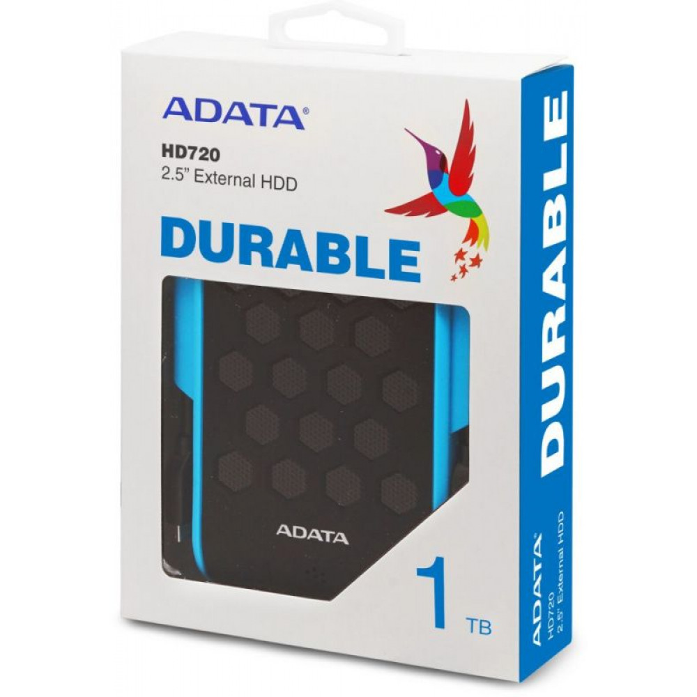 Жесткий диск ADATA Внешний жесткий диск 1TB A-DATA HD720, 2,5" , USB 3.1, прорезиненный, синий
