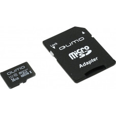 Карта памяти Qumo microSDHC class 10 UHS-I U1 16GB + SD adapter
