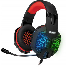 Игровые наушники с микрофоном SVEN AP-U988MV, черно-красные (USB, LED, 7.1) SV-014780

