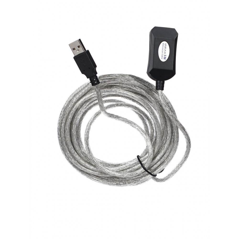 Кабель-адаптер активный удлинительный USB 2.0 Type-AM to Type-AF 5м AopenQust ACU823-5M
