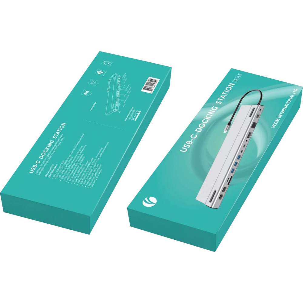 Адаптер VCOM Док-станция USB 3.1 Type-C (CU4703) с HDMI, VGA, DisplayPort, RJ45 и USB портами
