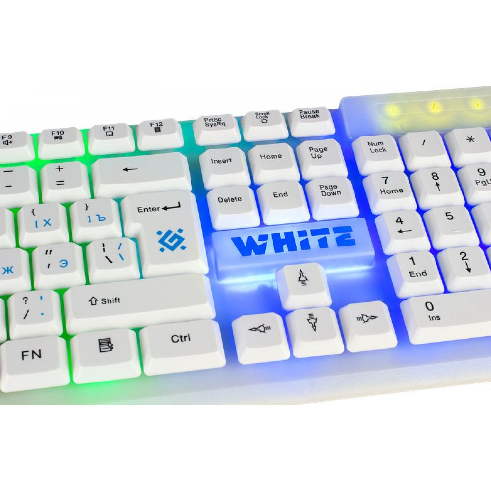 Defender GK-172 RU Проводная игровая клавиатура, радужная подсветка, 104 кнопки, белая (арт. 45172)
