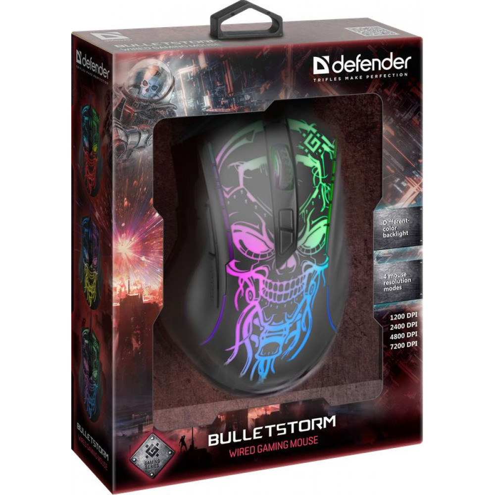 Defender Проводная игровая мышь Bulletstorm GM-928 7кнопок,7200dpi Defender Bulletstorm GM-928 (52928)