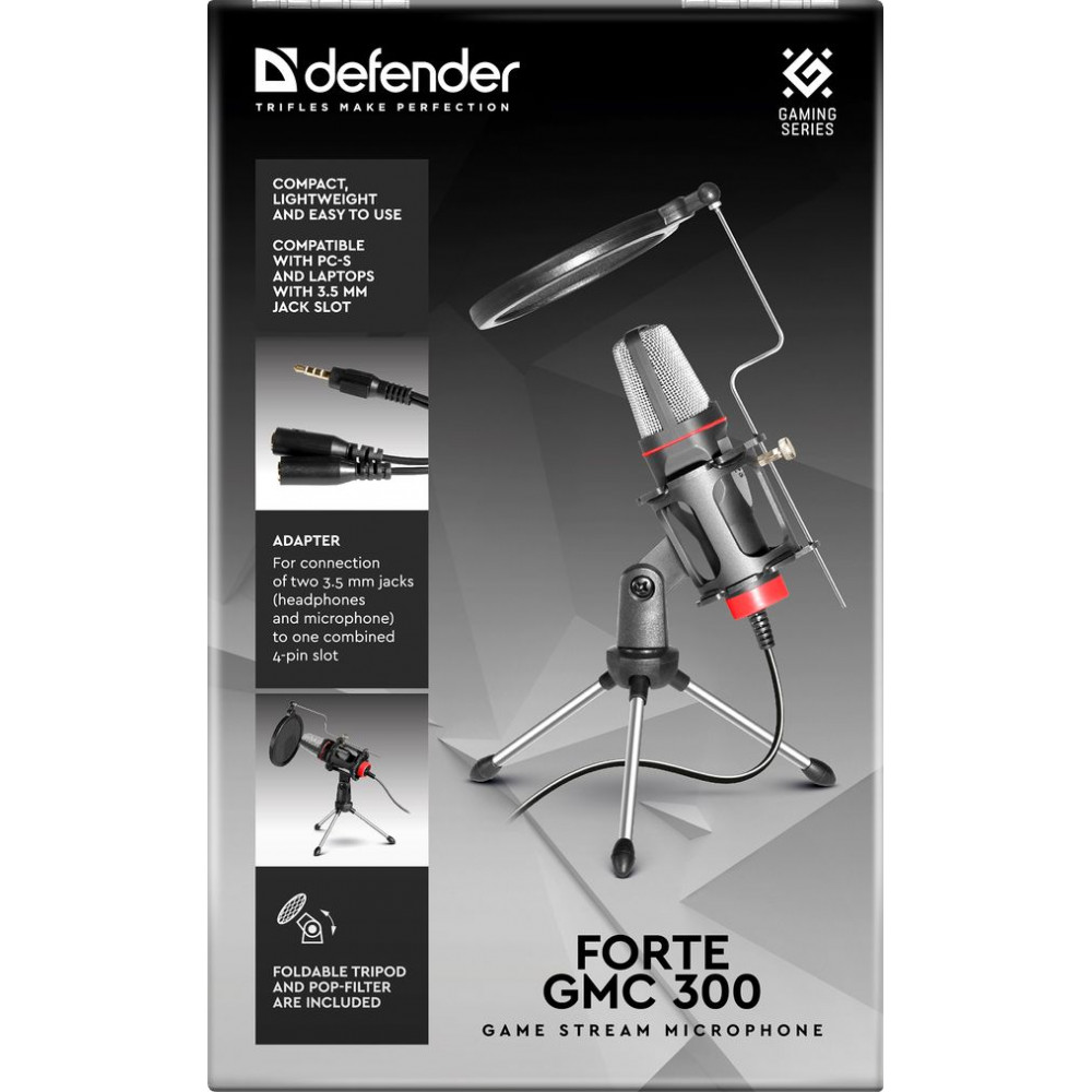 Defender Forte GMC 300 Игровой стрим микрофон 3,5 мм, 1.5 м (арт. 64630)
