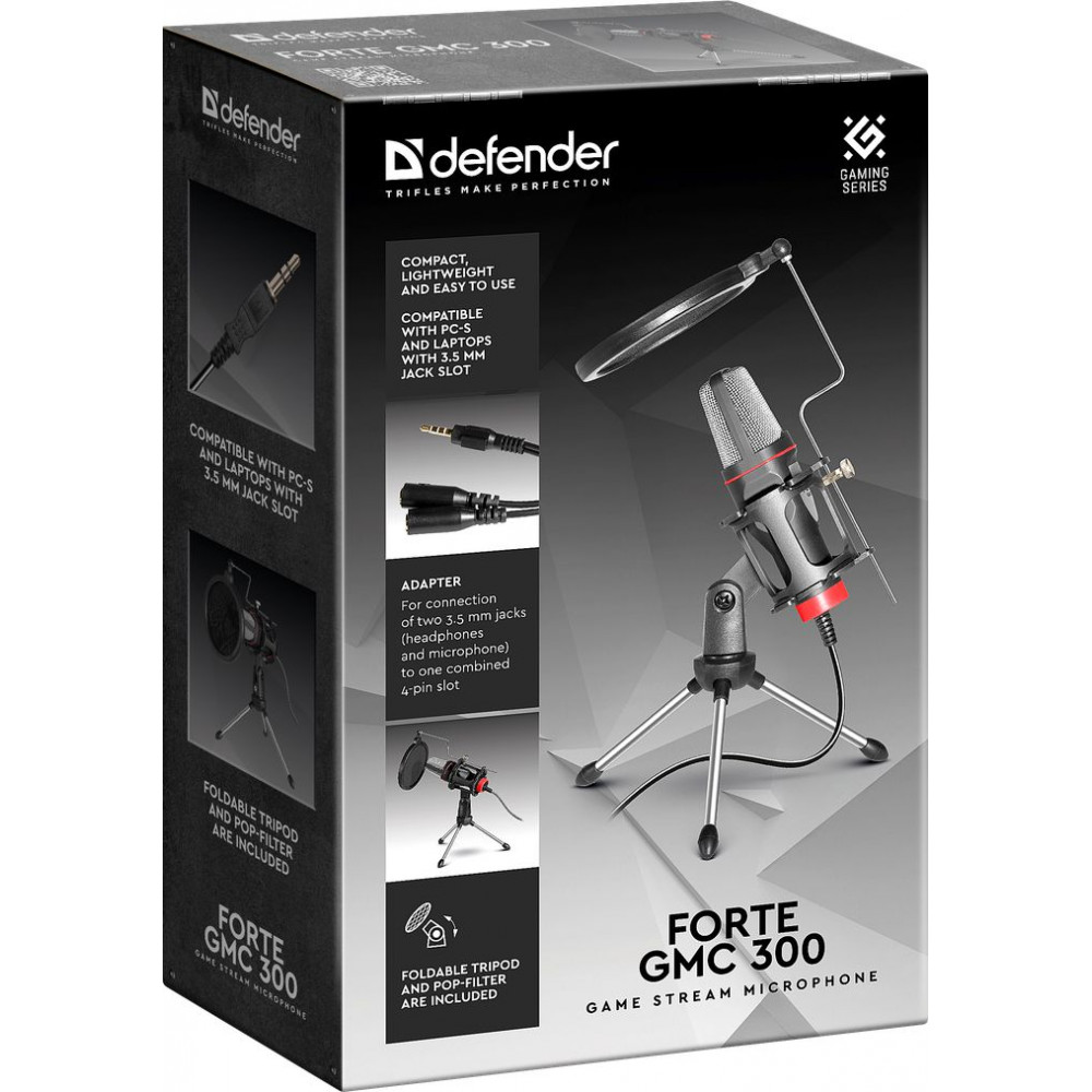 Defender Forte GMC 300 Игровой стрим микрофон 3,5 мм, 1.5 м (арт. 64630)
