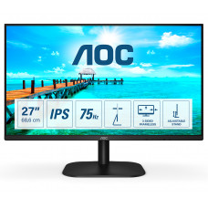 Монитор AOC LCD 27" 16:9 1920х1080(FHD) IPS, nonGLARE, 250cd/m2, H178°/V178°, 1000:1, 20M:1, 16.7M, 4ms, VGA, DVI, HDMI, Tilt, Speakers, 3Y, Black