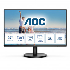 Монитор AOC LCD 27" [16:9] 2560х1440(WQHD) VA, nonGLARE, Нет, 75 Гц, 300cd/m2, H178°/V178°, 4000:1, 20M:1, 16,7 миллионов цветов, 4ms, VGA, 2xHDMI, DP, Tilt, Swivel, Speakers, 3Y, Black