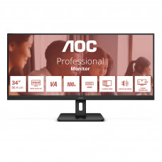 Монитор AOC LCD 34" [21:9] 3440x1440(UWQHD) VA, nonGLARE, 100 Hz, 300 cd/m2, H178°/V178°, 3000:1, 50М:1, 16.7M, 4ms, 2xHDMI, DP, Tilt, 3Y, Black