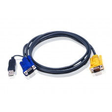 Шнур, мон., клав.+мышь USB, SPHD15&gtHD DB15+USB A-Тип, Male-2xMale,  8+4 проводов, опрессованный,   3 метр., черный ATEN 2L-5203UP