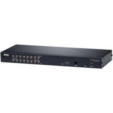 Переключатель KVM ATEN KH1516AI, 1 локальный пользователь PS2+VGA+1 IP пользователь, поддержка до 16 CPU (PS2/USB/Sun+VGA), RS232, без шнуров.
