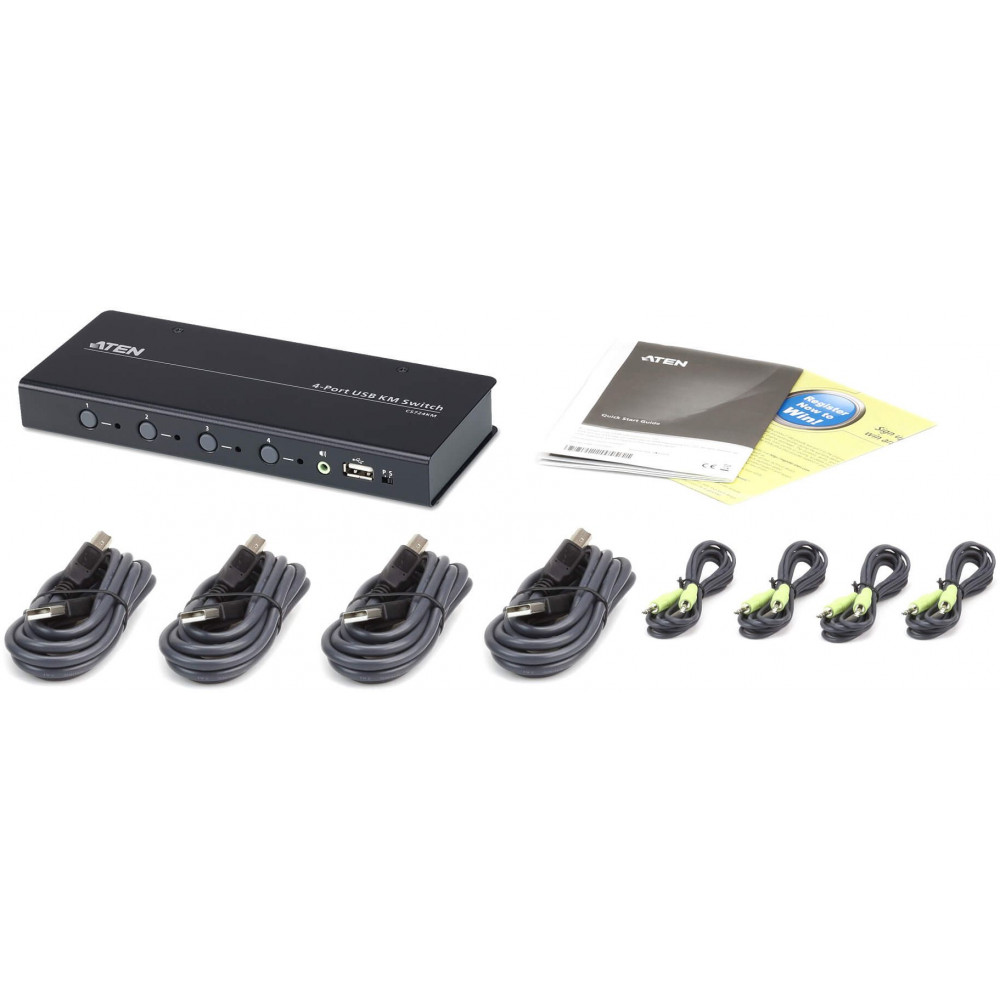 4-портовый USB KM-переключатель ATEN CS724KM с функцией Boundless Switching (кабели включены)
