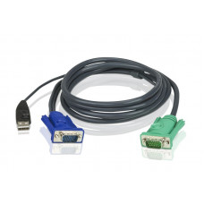 Кабель KVM  USB(тип А Male)+HDB15(Male) <->  SPHD15(Male) 5,0м., черный.ATEN ATEN 2L-5205U