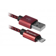  DEFENDER Кабель USB2.0 Красный, AM-LightningM,1m,2.1А,