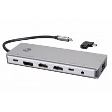 Адаптер TypeC -->(2HDMI+DP)4K*60Hz+3USB3.0+TC+USB2.0+RJ45+SD+TF+PD+audio+TCадаптер, VCOM <4706>