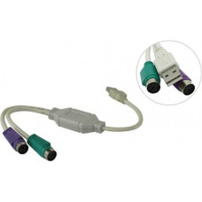 Кабель-адаптер USB A->2xPS/2 (адаптер для подключения PS/2 клавиатуры и мыши к USB порту) VCOM 