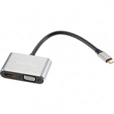  VCOM Кабель-концентраторUSB3.1TypeCm-->HDMI+USB3.0+PD+VGAAlumGrey4K@30Hz,Telecom<TUC055>