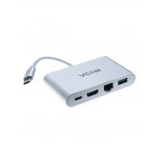 Кабель-адаптер USB3.1 Type-CM-->HDMI+USB3.0+RJ45+PD charging VCOM <CU455>