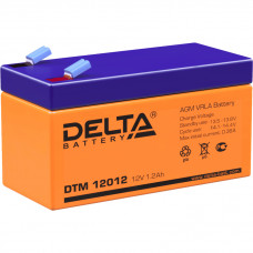 Батарея DELTA серия DTM, DTM 12012, напряжение 12В, емкость 1.2Ач (разряд 20 часов),  макс. ток разряда (5 сек.) 18А, макс. ток заряда 0.36А, свинцово-кислотная типа AGM, клеммы F1, ДxШxВ 97х43х52мм., вес 0.61кг., срок службы 6 лет. Delta DTM 12012 (12V  