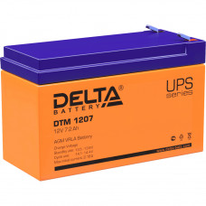 Батарея DELTA серия DTM, DTM 1207, напряжение 12В, емкость 7.2Ач (разряд 20 часов),  макс. ток разряда (5 сек.) 105А, макс. ток заряда 2.1А, свинцово-кислотная типа AGM, клеммы F2, ДxШxВ 151х65х94мм., вес 2.4кг., срок службы 6 лет. Delta UPS DTM 1207 (12V