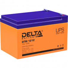 Батарея DELTA серия DTM, DTM 1212, напряжение 12В, емкость 12Ач (разряд 20 часов),  макс. ток разряда (5 сек.) 180А, макс. ток заряда 3.6А, свинцово-кислотная типа AGM, клеммы F2, ДxШxВ 151х98х95мм., вес 3.8кг., срок службы 6 лет. Delta UPS DTM 1212 (12V 