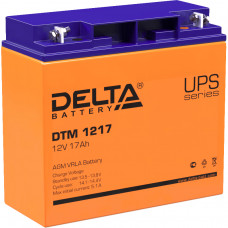 Батарея DELTA серия DTM, DTM 1217, напряжение 12В, емкость 17Ач (разряд 20 часов),  макс. ток разряда (5 сек.) 230А, макс. ток заряда 5.1А, свинцово-кислотная типа AGM, клеммы под гайку и болт M6, ДxШxВ 181х77х167мм., вес 5.6кг., срок службы 6 лет. Delta 